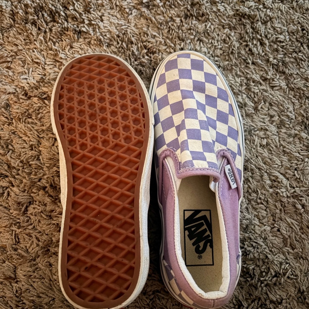 Vans women’s Lavender Checkered Slip-On Sneakers